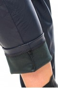 Pantaloni din piele ecologica, plusati pe interior, bleumarin